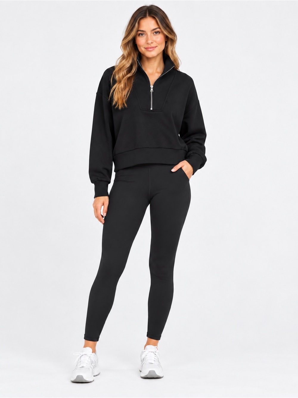 VARLEY Davidson Sweat Black DoubleSoft Quarter Zip Pullover | Black | Size M